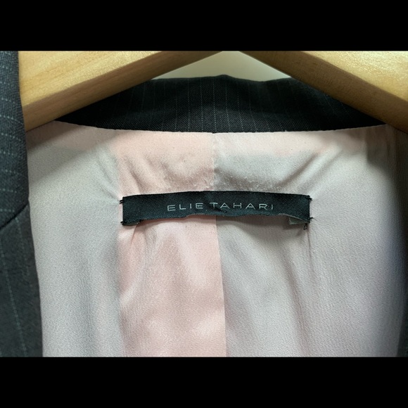 Elie Tahari Eggplant Pinstripe Wool Blazer - Picture 3 of 5